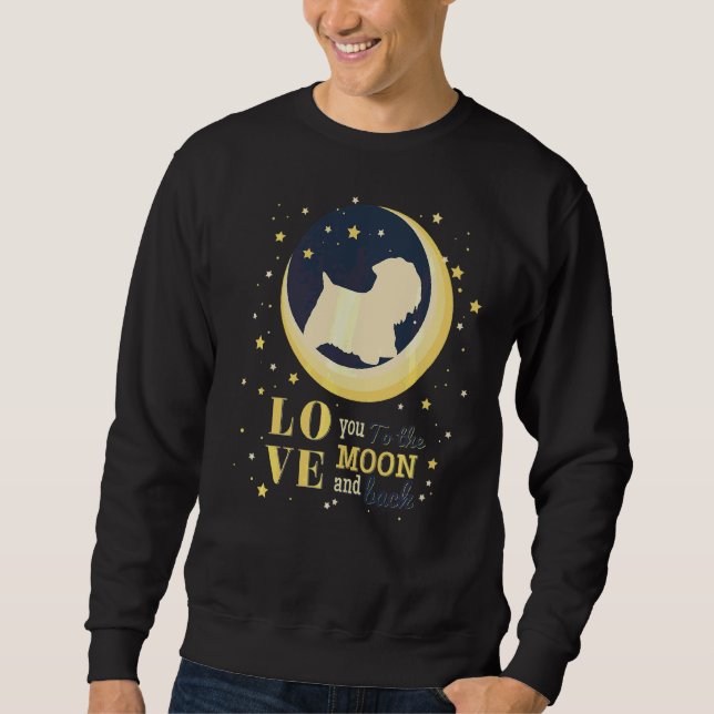 Liebe Sealyham Terrier Dog zum Mond Sweatshirt (Vorderseite)
