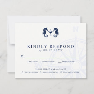 Liebe Seepferd Thema Hochzeit RSVP Mahlzeiten