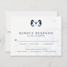 Liebe | Seepferd Thema Hochzeit RSVP Mahlzeiten Karte