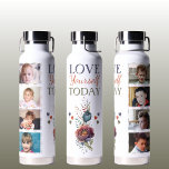 Liebe selbst heute 8 Foto Blumenstrauß Trinkflasche<br><div class="desc">Bleibe und stilvoll mit unserer Vakuumisolierflasche aus Zazzle! Verziert mit dem inspirierend Zitat "Liebe selbst heute", bietet diese Flasche wunderschöne Blume, reizvolle Liebe-Herzen und Räumlichkeiten für 8 Ihrer Lieblings-Fotos. Diese Flasche ist ideal, um stundenlang heiß oder kalt behalten. Sie ist so funktionell wie modern. Ob im Fitnessraum, im Büro oder...</div>