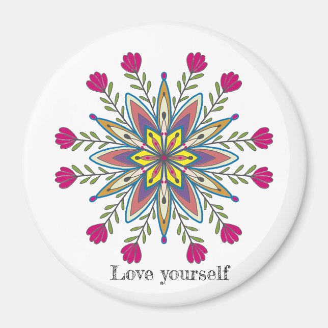 Liebe selbst Mandala Blume Magnet (Vorne)