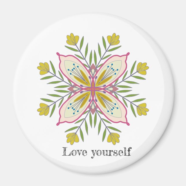 Liebe selbst Mandala Floral Magnet (Vorne)