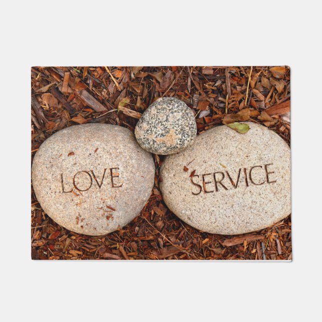 "Liebe" "Service" Spiritueller Religiöser Stein Fußmatte (Vorderseite)