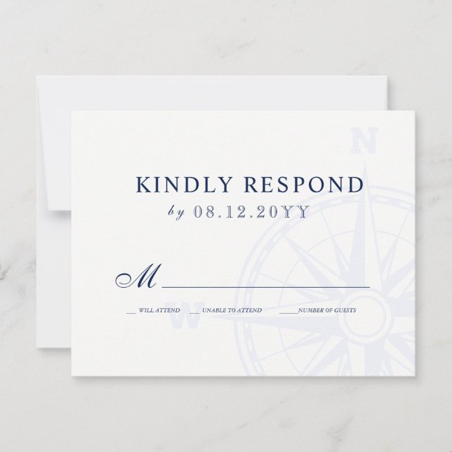 Liebe Set Sail Nautical Wedding RSVP Karte (Vorderseite)