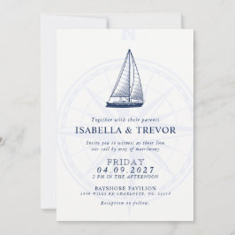 Liebe Sets Segel | Nautical Wedding Solid Navy Einladung