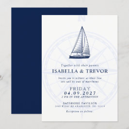 Liebe Sets Segel | Nautical Wedding Solid Navy Einladung