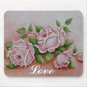 Liebe Shabby Chic Vintage-Rosen-Malerei-Mauspad Mousepad