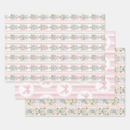 Liebe Shack Baby Blush Pink Coquette Bow Floral Geschenkpapier Set