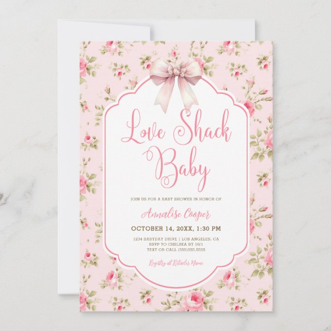 Liebe Shack Baby Girl Babydusche Einladung (Vorderseite)