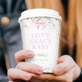 Liebe Shack Baby Pink Floral Baby Dusche Pappbecher