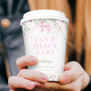 Liebe Shack Baby Pink Floral Baby Dusche Pappbecher
