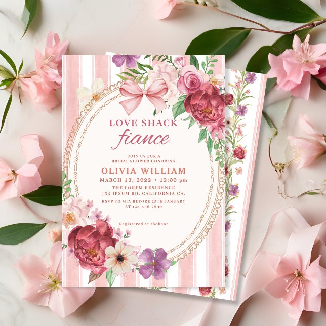 Liebe Shack Extravagantes Vintages rosa Brautparty Einladung (Von Creator hochgeladen)