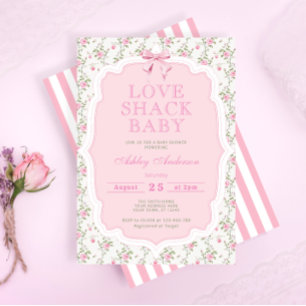Liebe Shack Rose Floral Elegant Babydusche Einladung