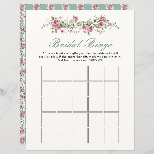 Liebe Shack Verlobte Blume Bridal Bingo Game (Vorne/Hinten)
