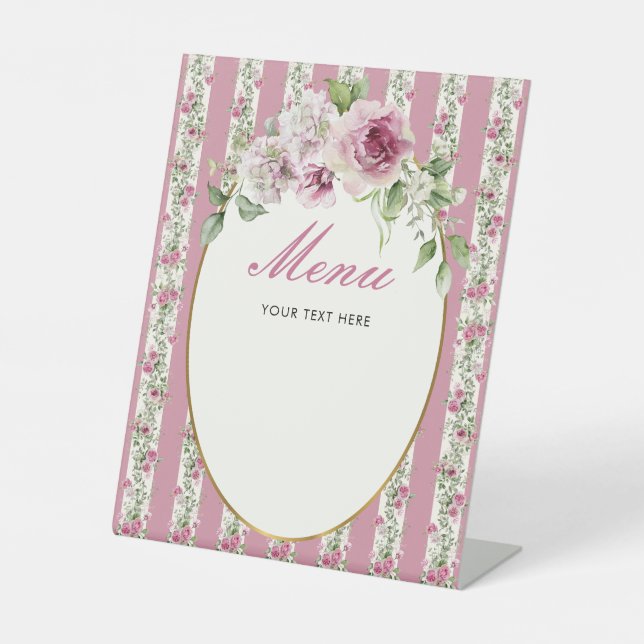 Liebe Shack Verlobte Menu Blush Pink Brautparty Sockelschild (Vorderseite)