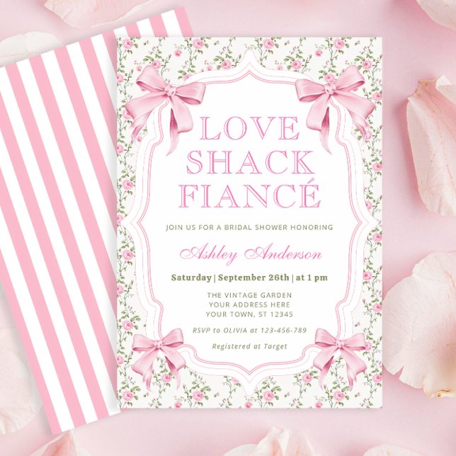 Liebe Shack Verlobte Pink Bow Brautparty Einladung (Von Creator hochgeladen)