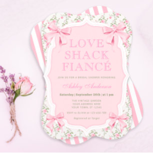 Liebe Shack Verlobte Pink Bow Coquette Brautparty Einladung