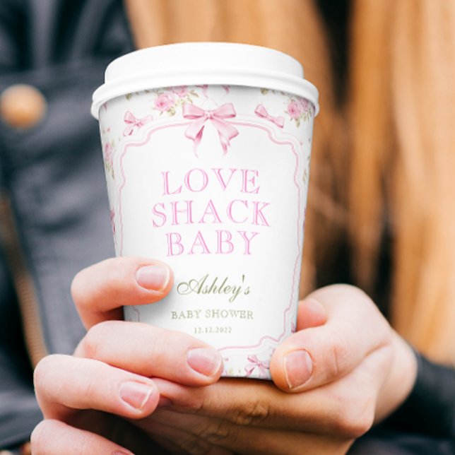 Liebe Shack Vintag Pink Baby Girl Dusche Pappbecher (Von Creator hochgeladen)