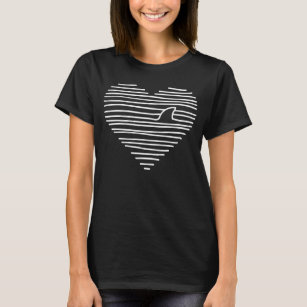Liebe Shark Minimalistisch Line Zeichnend Shark Fi T-Shirt