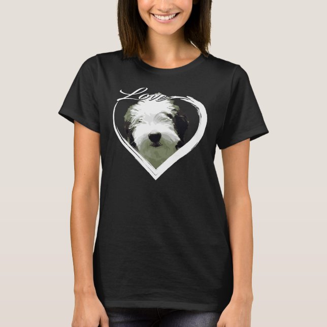 Liebe Sheepadoodle Old English Sheepdog Poodle Lie T-Shirt (Vorderseite)