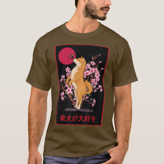 Liebe Shiba Inu Japanischer Sakura Kirschbrlossom T-Shirt