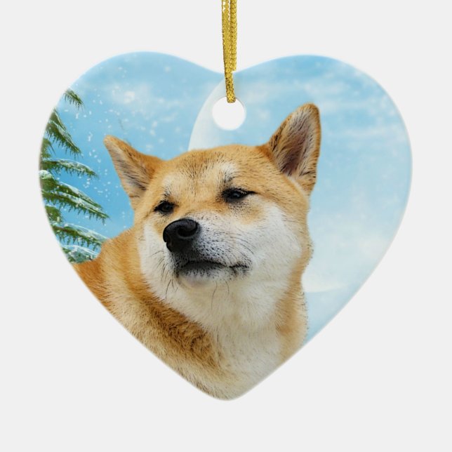 Liebe Shiba Inu Weihnachtsverzierung Keramikornament (Vorne)