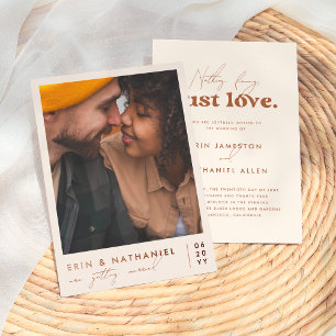 Liebe Shiny Just Cream Terracotta Retro Hochzeit Folieneinladung