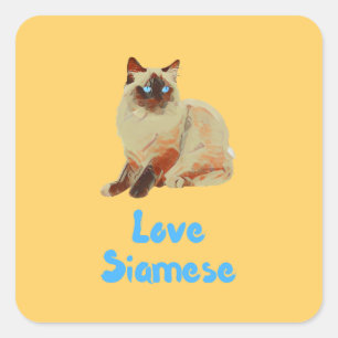 Liebe siamesische Katzen Quadratischer Aufkleber