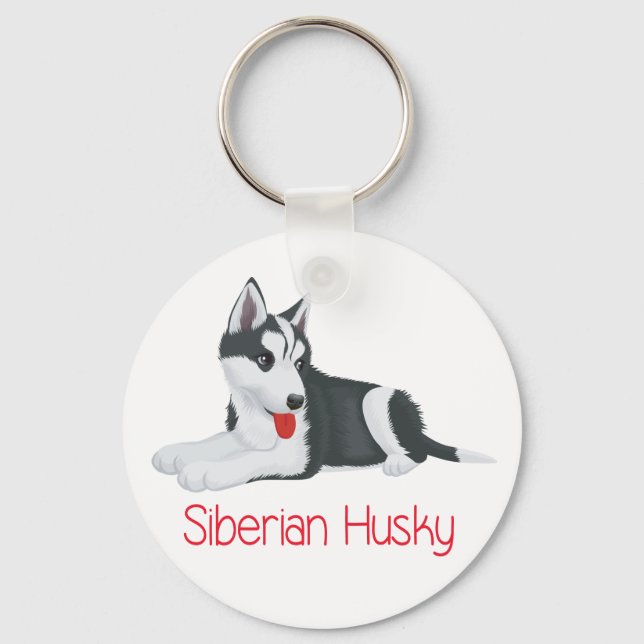 Liebe Siberian Husky Welpe Hund Schlüsselanhänger (Vorderseite)