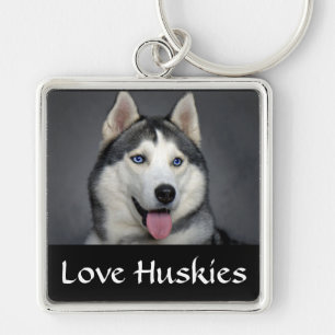 Liebe Siberischer Husky Welpe Dog Portrait Schlüs Schlüsselanhänger