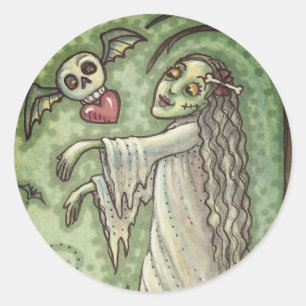LIEBE SICK GIRL ZOMBIE NACH IHREM HERZ, WEISS RUNDER AUFKLEBER