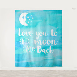 Liebe Sie auf die Blaue Wasserfarbe des Mondes Wandteppich