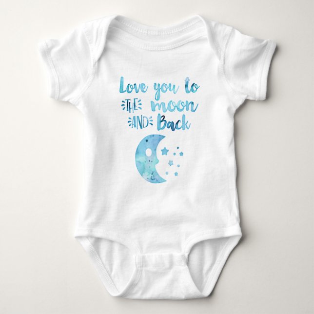 Liebe Sie auf die Moon Typografy Zitat Trendy Baby Strampler (Vorderseite)