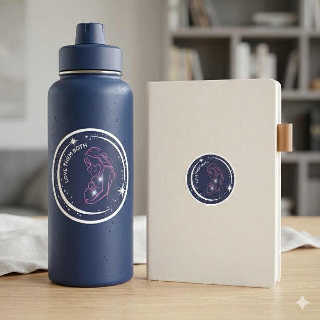 Liebe sie beide Pro-Life schwangere Mutter Celesti Runder Aufkleber (Von Creator hochgeladen)