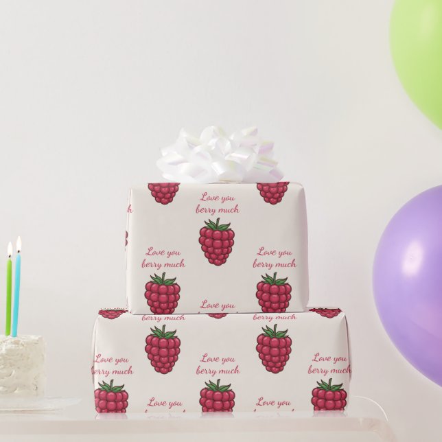 Liebe Sie Berry Much Red Raspberry | Valentine Geschenkpapier (Partygeschenke)