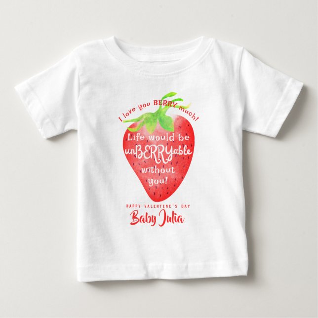 Liebe Sie Berry Much Strawberry Sweet Valentines Baby T-shirt (Vorderseite)
