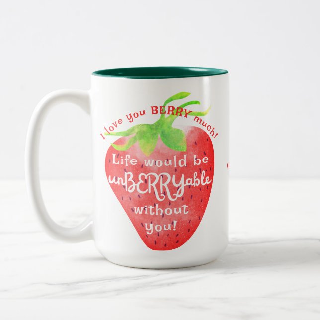 Liebe Sie Berry Much Strawberry Sweet Valentines Zweifarbige Tasse (Links)