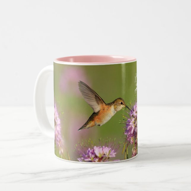 Liebe Sie Custom Hummingbird Floral Zweifarbige Tasse (Vorderseite Links)