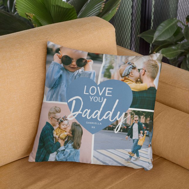 Liebe Sie 'Daddy' Custom Foto Collage Herz Kissen (Von Creator hochgeladen)