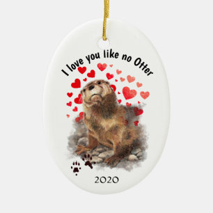 Liebe Sie Datum Niedlicher Fluss Otter, Natur Tier Keramik Ornament