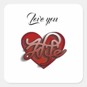 Liebe Sie Ehefrau Herzdesign Quadratischer Aufkleber