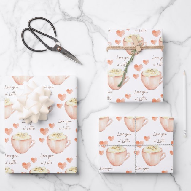 Liebe Sie ein 'Latte Wrapping Paper Sheets Geschenkpapier Set (Vorderseite)