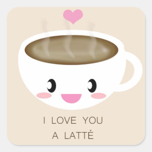 Liebe Sie einen Latté-Aufkleber (Blatt 20) Quadratischer Aufkleber