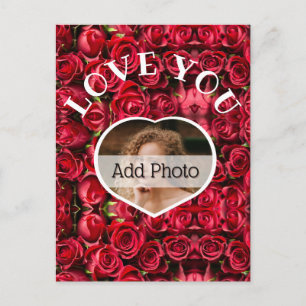 Liebe Sie Foto Rote Rosen Moderne Schrift Niedlich Postkarte