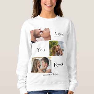 Liebe Sie für immer Custom 3 Foto und Name Paare  Sweatshirt
