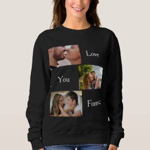 Liebe Sie für immer Custom 3 Foto und Name Paare  Sweatshirt