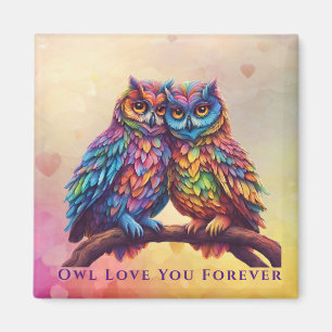 Liebe Sie für immer farbenfrohe Eulen - Valentinst Magnet