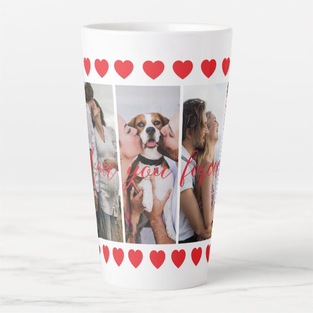 Liebe Sie für immer vertikale FotoCollage individu Milchtasse (Vorderseite)