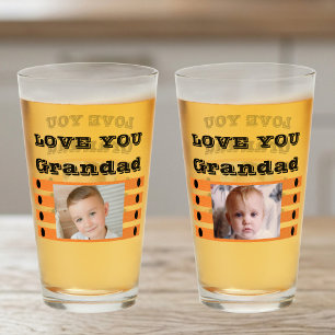 Liebe Sie Grandad zwei Foto schwarz-orange Bier Glas