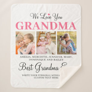 Liebe Sie GRANDMA Großkinder Foto Collage White Sherpadecke
